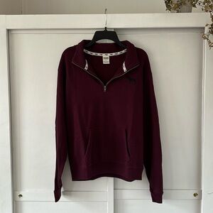 VTG Y2K Victoria’s Secret PINK Women’s Maroon Quarter Zip • Sz Small